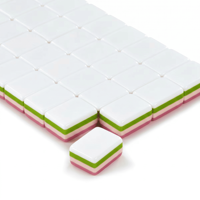 Jeu de Mahjong américain rose poudré, 166 tuiles, tuiles en acrylique à 4 couches, motif plantes en pot, Mahjong à rayures fraise matcha