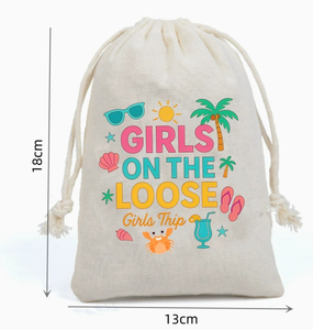 Sacs à cordon personnalisés en toile de coton recyclable 13x18cm - Cadeaux de fête de plage, souvenirs de Luau Hawaï, rangement pour bijoux et maquillage, autocollants - Product Image 3