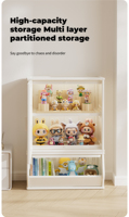 Meuble de rangement en plastique moderne pour écoles et enfants avec lumière à capteur télécommandée pour poupées, jouets et utilisation en salon