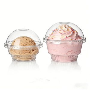 Vasos Desechables de Plástico PET Transparente para Helado con <span class=keywords><strong>Tapas</strong></span> de Domo, <span class=keywords><strong>6</strong></span>/8/12 oz, Vasos para Postres y Batidos de Grado Alimenticio, 92/98 mm - Product Image 1