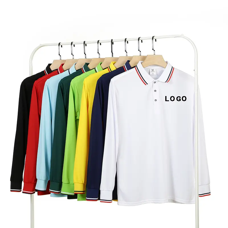 Toptan süblimasyon Tshirt nakış uzun kollu düz çalışma Golf Polo gömlek erkek kadın özel Logo baskı serigrafi