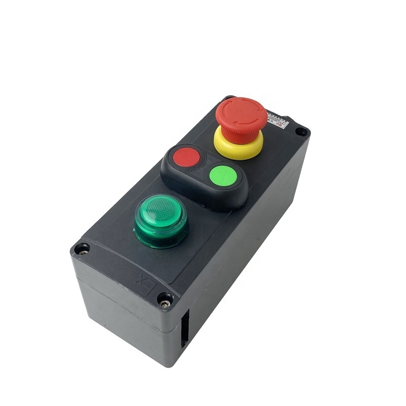 EX Push <strong>Button</strong> Switch Explosion-proof Anticorrosion 3P Thicken Plastic Box Indicator Light <strong>Emergency</strong> <strong>Stop</strong> Silver Contact