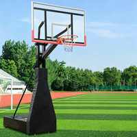 Poteau de basketball en acier robuste, réglable en hauteur, avec panneau en verre trempé, à installer au sol, pour enfants et adultes