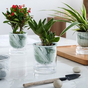 Hiện Đại Rõ Ràng Thủy Tinh Và Đá Cẩm Thạch Gốm Lười Biếng Người Lọ Hoa Tự Tưới Nước Thủy Canh Trồng Chậu Hoa - Product Image 2