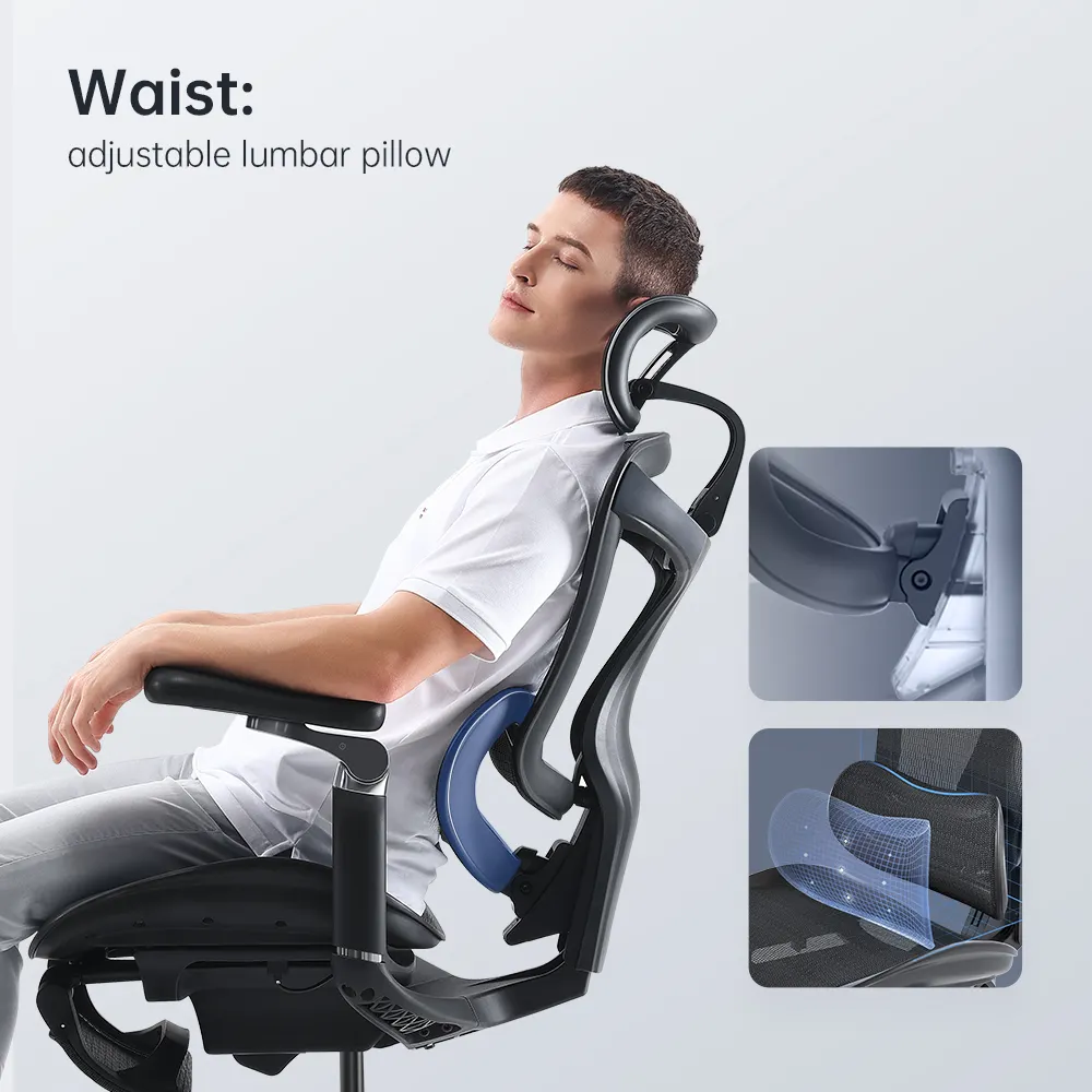 Ergonomique Stuhl chaise de bureau pivotante en maille complète, accoudoir avec repose-pieds de haute qualité avec fonction 6D