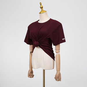 T-shirt Femme Style Décontracté Nouvelle Collection Été 2026 Col Rond Couleur Unie Design Minimaliste Coupe Ajustée - Product Image 2