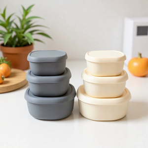 Conteneurs de stockage alimentaire en silicone 3 pièces, directement de l'usine, boîtes réutilisables avec couvercles pour les fêtes de Noël, les collations, le camping, le déjeuner, la boîte à bento - Product Image 1