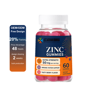 Fabrication sur mesure de suppléments en gommes de zinc à marque privée OEM ODM, soutien du système immunitaire, fabrication sous contrat, 50 mg par portion, 60 gommes