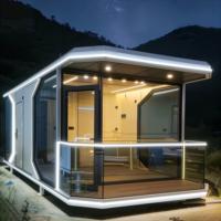 Maison capsule intelligente moderne de luxe, préfabriquée, écologique, modulaire, avec 1, 2 ou 3 chambres, cuisine et salle de bain.