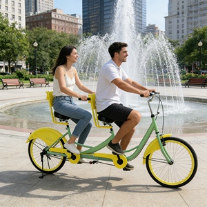 Vélo familial écologique, vélo <span class=keywords><strong>cargo</strong></span> <span class=keywords><strong>tandem</strong></span>, 2 personnes, antirouille, capacité de charge stable, pour les promenades en parc - Product Image 1