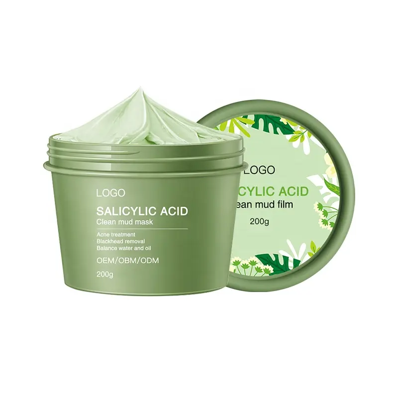 Maschera detergente per la cura del viso con etichetta privata per la cura della pelle purificante Anti Anti Acne crema per il viso di fango organico per tè verde maschera per la pulizia profonda