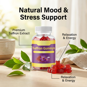 Gomitas de Extracto de Azafrán de Alta Calidad a Base de Pectina Vegana para el Apoyo Diario contra la <span class=keywords><strong>Ansiedad</strong></span> y la Relajación Mental - Product Image 1