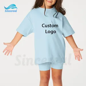 Custom Logo Street Wear Peuter Jogger Sets Kid Joggers 2 Stuk Sets Zomer Regular Fit T-shirt Cycle Shorts Voor meisjes