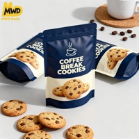 Miaowadi personnalisé bleu blanc fermeture éclair sac d'emballage alimentaire imprimé matériaux composites Biscuits et biscuits pochette debout