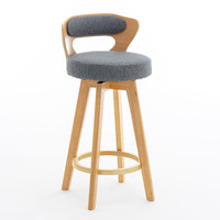 Chaise de bar moderne en bois massif légère avec siège rembourré et repose-pieds pour îlot de cuisine, salle de sport et café – Offre Spéciale