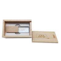 Boîte-cadeau promotionnelle USB en bois 16GB 32GB 64GB 128GB 2.0 256GB3.0 LOGO personnalisé clé USB en bois cristal clé Flash