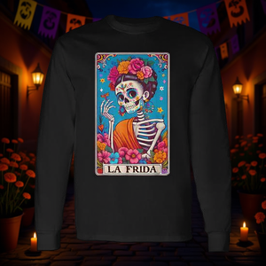 T-shirt à manches longues La Frida Day Of The Dead Skull, chemise de costume d'Halloween - Product Image 3
