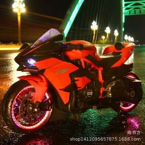 Electric Motorcycle For Children Ride On Toy Car Rechargeable 3-8 Years Old Blue Ninja Style With Training Wheels - Product Image 4