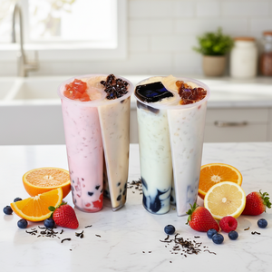 כוסות בובה כפולות שקופות חד פעמיות ממותגות PP בנפח 700 מ\\\"ל עם מכסים לשימוש במשקאות - Product Image 2