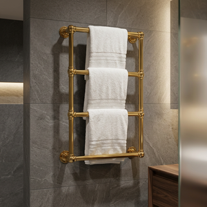 Modern Luxury <b>Gold</b> Towel Rack Wall Mounted Three Tier Stainless Steel Bathroom Towel Holder 100x70cm Rust Proof Design - Product Image 1