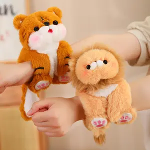 Promotional Elephant/Pig/Sheep/Lion/Tiger Plush Toy Slap Bracelet Toys Soft Stuffed Wristband Birthday Party Gift for Girls Boy
