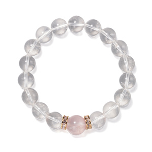 Super Clear Quartz Beaded <strong>Bracelet</strong> <strong>Sakura</strong> Rose Quartz 12mm Wrist Mala Beads Mix Crystal Stretch <strong>Bracelet</strong> Healing Crystal Jewelry - Product Image 1