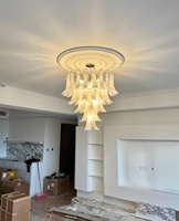 Lustre en verre de luxe léger de style rétro américain pour salon à plafond haut, luminaire suspendu principal pour escalier de villa duplex et chambre à coucher