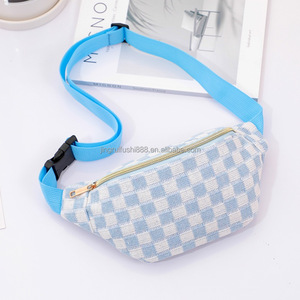 Распродажа, детские сумки унисекс для тренажерного зала с регулируемой застежкой, многоцветные клетчатые сумки для ремня - Product Image 3