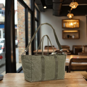 卸売りカスタムロゴショルダーストラップジッパー大きなワックスキャンバストートバッグ - Product Image 6