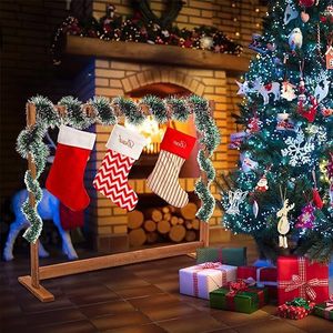 Porte-collants en bois pliable et autoportant avec guirlande pour décoration intérieure de Noël - Product Image 4