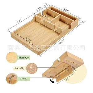 Plateau de canapé en bois de bambou, boîte de rangement 39x25x5.5cm pour collations, télécommande - Product Image 3