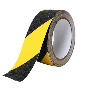 砂80 # Pvc高品質安全粘着テープ100mm防水注意黒と黄色の屋外鋼用滑り止めテープ