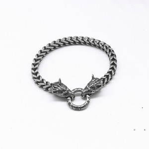 yunnique Wolf Head <b>Titanium</b> Steel Bracelet Men's Fashion <b>Chain</b> Link Jewelry Geometric Animal Design - Product Image 5