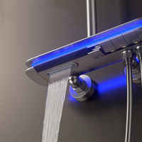 Nouveau design piano système de douche ensemble de mélangeur salle de bain noir thermostatique pluie douche robinet ensemble Led cascade panneau de douche