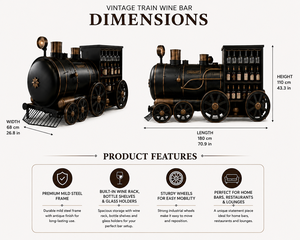 Modern Luxury Old Steam Locomotive Engine Wine Whisky Bar Cabinet Iron Material for Hotel Commercial Club <b>Pub</b> or Outdoor Use - Product Image 3