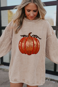 <span class=keywords><strong>Felpa</strong></span> <span class=keywords><strong>Oversize</strong></span> <span class=keywords><strong>Arancione</strong></span> con Collo Rotondo e Paillettes per Halloween 2025, Vendita all'Ingrosso - Product Image 2
