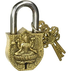 Laxmi Golden Brass <b>Padlock</b> with Keys Functional Anti-Theft and Waterproof Lock Solid Iron Material - Product Image 5
