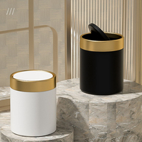 Poubelle de table rectangulaire en acier inoxydable de 3 litres, presse à main PE, poubelle pour cuisine, hôtel, salle de bain, usage domestique
