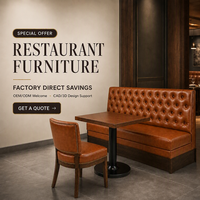 Meubles de restaurant et d'hôtel sur mesure de luxe Ron Group, table carrée en bois, chaise ergonomique rembourrée, banquette en cuir capitonnée