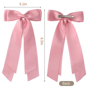 Thời Trang Mới Hàn Quốc Polyester Satin Ribbon Cung Kẹp Tóc Cho Cô Gái Phụ Nữ Scrunchies Ponytail Chủ Clip Hairbands