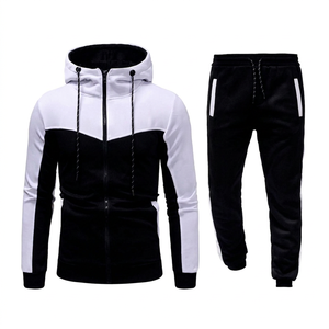 Conjunto Deportivo con Capucha para Hombre SILKZON INDUSTRY, Diseño Color Block, Sudadera con Cremallera de Manga Larga, Pantalones Casuales, Transpirables, de Poliéster y Algodón - Product Image 1