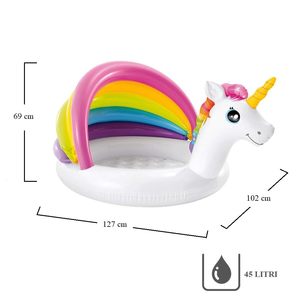 Piscina Gonfiabile Unicorno 127x102x69 Cm con Parasole Arcobaleno per Bambini - Product Image 2