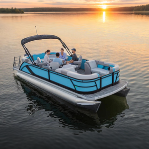 Bateau à ponton en aluminium de luxe de 19 pieds, nouveau design 2025, avec moteur de 200 CV, vitesse de 35 nœuds, pour les fêtes de <span class=keywords><strong>famille</strong></span>, les loisirs sur le <span class=keywords><strong>lac</strong></span> et la rivière - Product Image 1