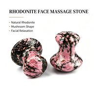 Pierre de massage faciale en forme de champignon, masseur pour les yeux et le visage, Gua Sha en rhodonite pour le visage