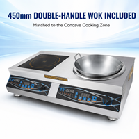 Cuisinière à induction professionnelle à double brûleur 220V 10kW, plaque de cuisson plate et concave pour restaurant