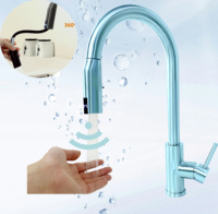 Robinet de cuisine moderne personnalisé à capteur automatique en acier inoxydable 304, mitigeur d'eau froide extractible avec éclairage LED