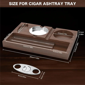 Ensemble cadeau de luxe : Humidor à cigares en bois, cendrier et coupe-cigares – Accessoire d'intérieur/extérieur pour patio, idéal pour la fête des pères, la maison ou le bureau - Product Image 3