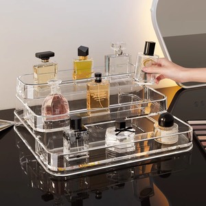 Étagère à parfums multicouche en plastique, boîte <span class=keywords><strong>de</strong></span> <span class=keywords><strong>rangement</strong></span> cosmétique <span class=keywords><strong>de</strong></span> bureau, présentoir transparent rectangulaire pour table <span class=keywords><strong>de</strong></span> maquillage et soins <span class=keywords><strong>de</strong></span> la peau - Product Image 1