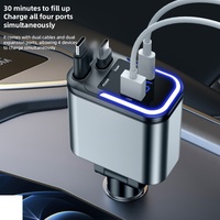 Chargeur de voiture multifonctionnel double avec écran d'éclairage d'ambiance et câble d'extension rapide pour récepteur numérique de voiture