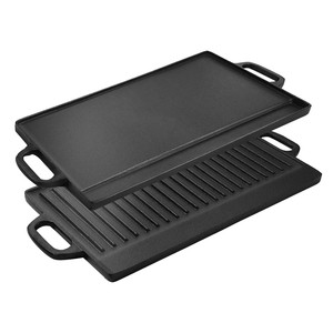 Revestimiento de esmaltado Parrilla/plancha reversible de <span class=keywords><strong>hierro</strong></span> fundido, plancha rectangular de doble quemador, placa superior plana <span class=keywords><strong>para</strong></span> barbacoa, parrilla de gas - Product Image 1